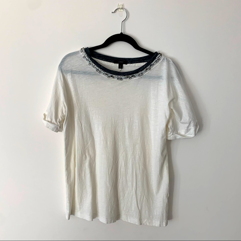 Shirt from J Crew. Rhinestone details at the collar. Size S.